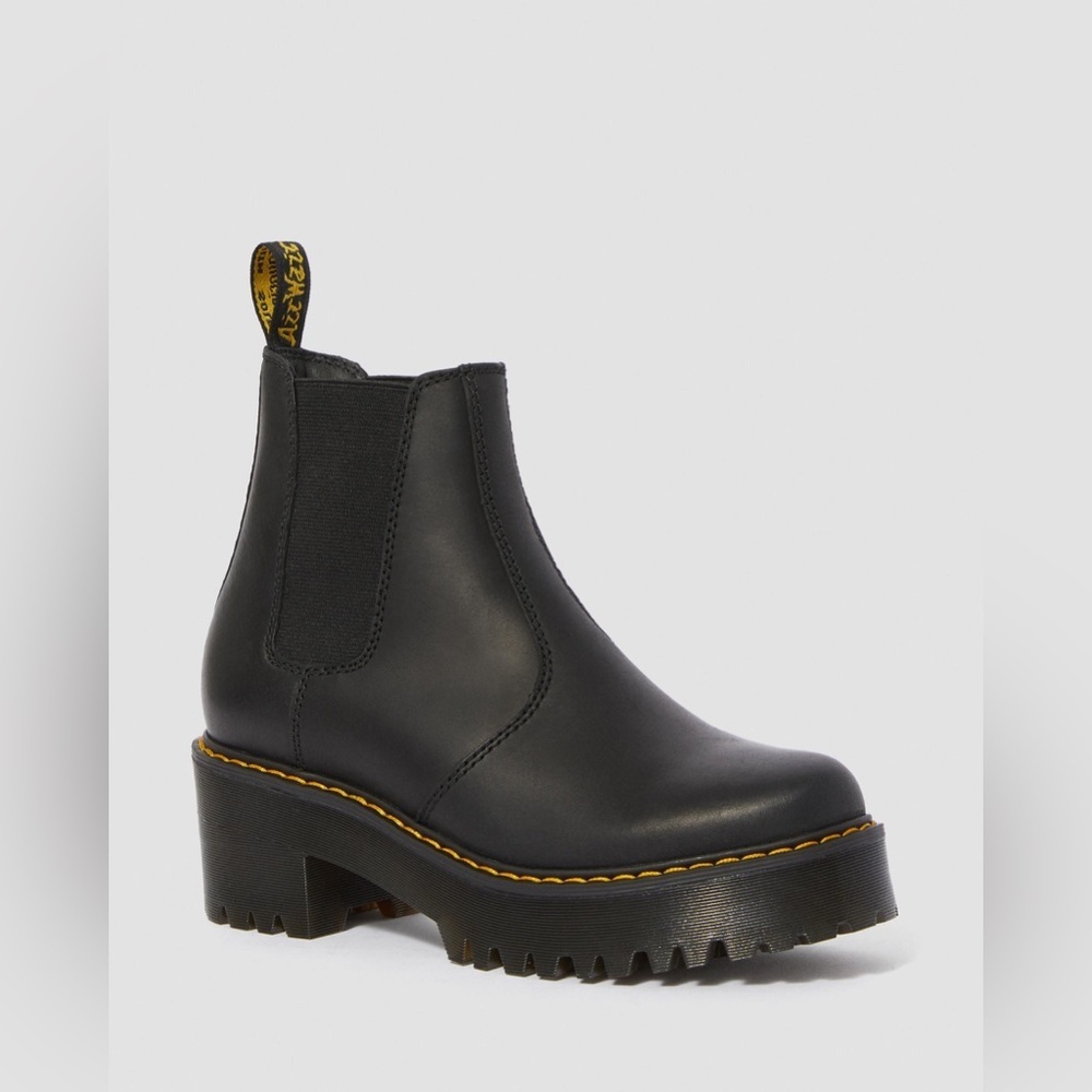 Dr. Martens Rometty Women's Black Leather Slip On Platform Chelsea Boots Size 10